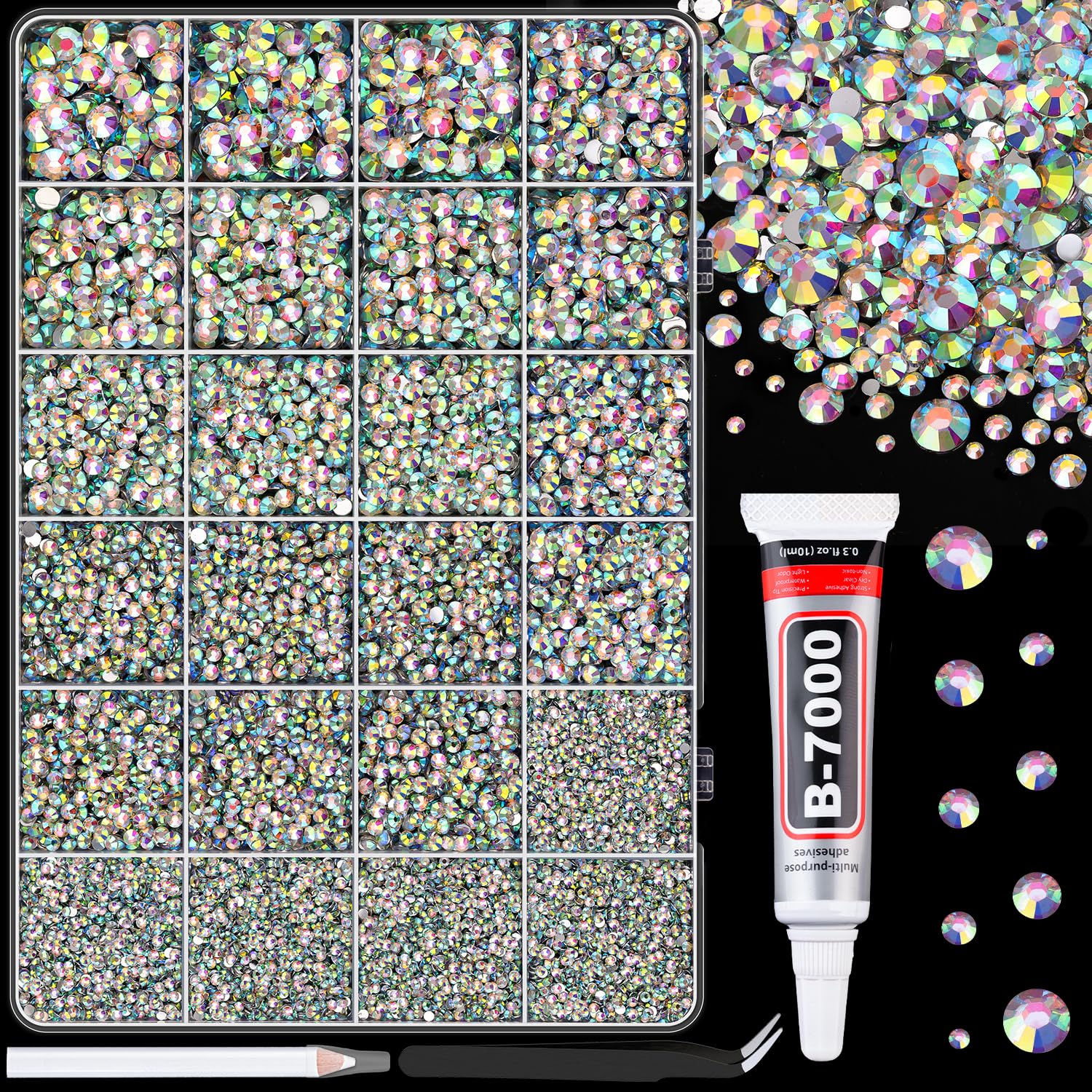 TINKRSTUFF front packaging showing 24-grid box and included tools for organized crafting