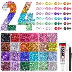 TINKRSTUFF front packaging displaying 24-grid rhinestone box and tools for organized crafting