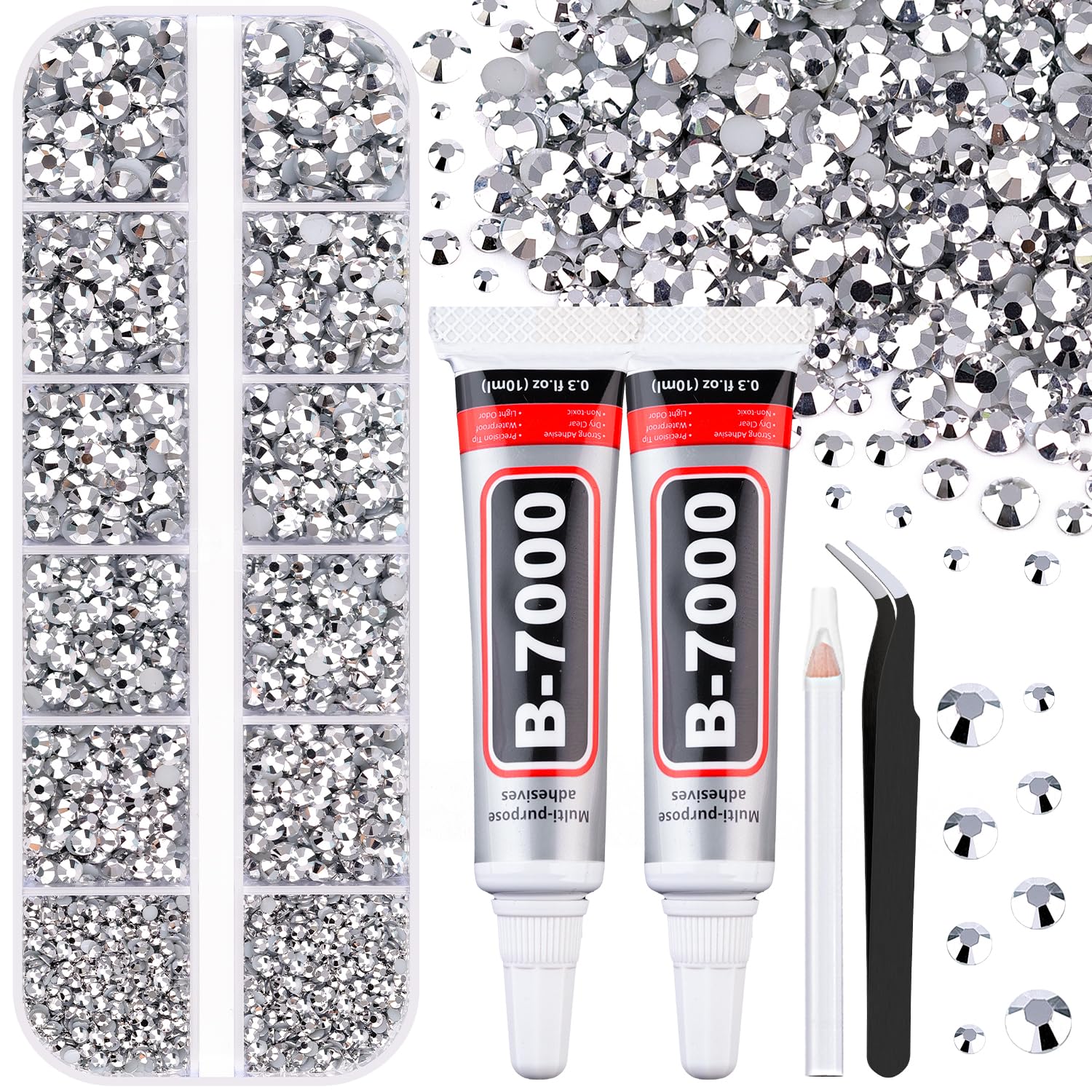 TINKRSTUFF front packaging showing full rhinestone kit and tools for convenient crafting
