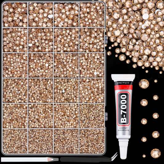 TINKRSTUFF front view of packed champagne rhinestone box showing organization and quantity benefit