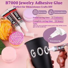 TINKRSTUFF B7000 10ml glue bottle with needle tip demonstrating controlled application and clear drying