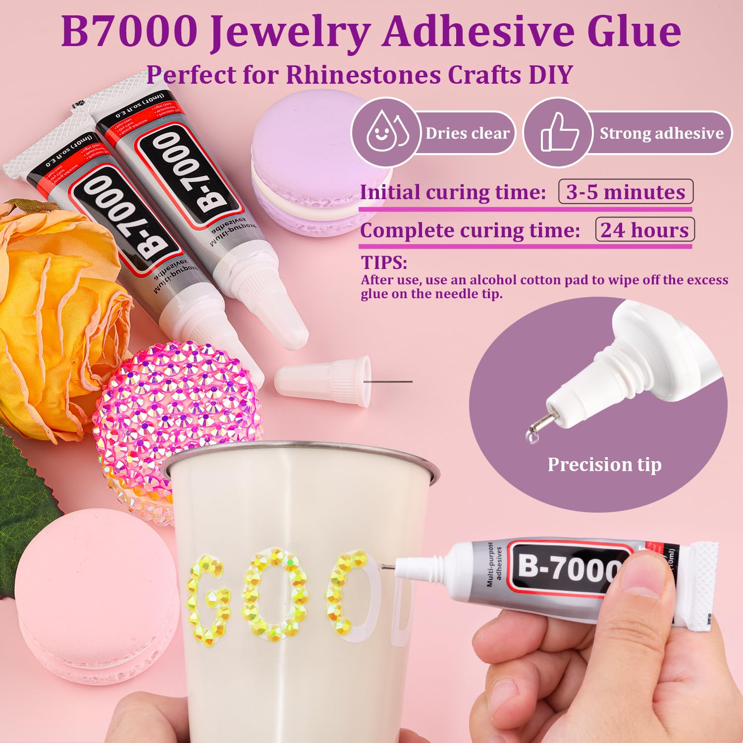 TINKRSTUFF three 10ml B7000 glue tubes with fine tips for accurate adhesive control