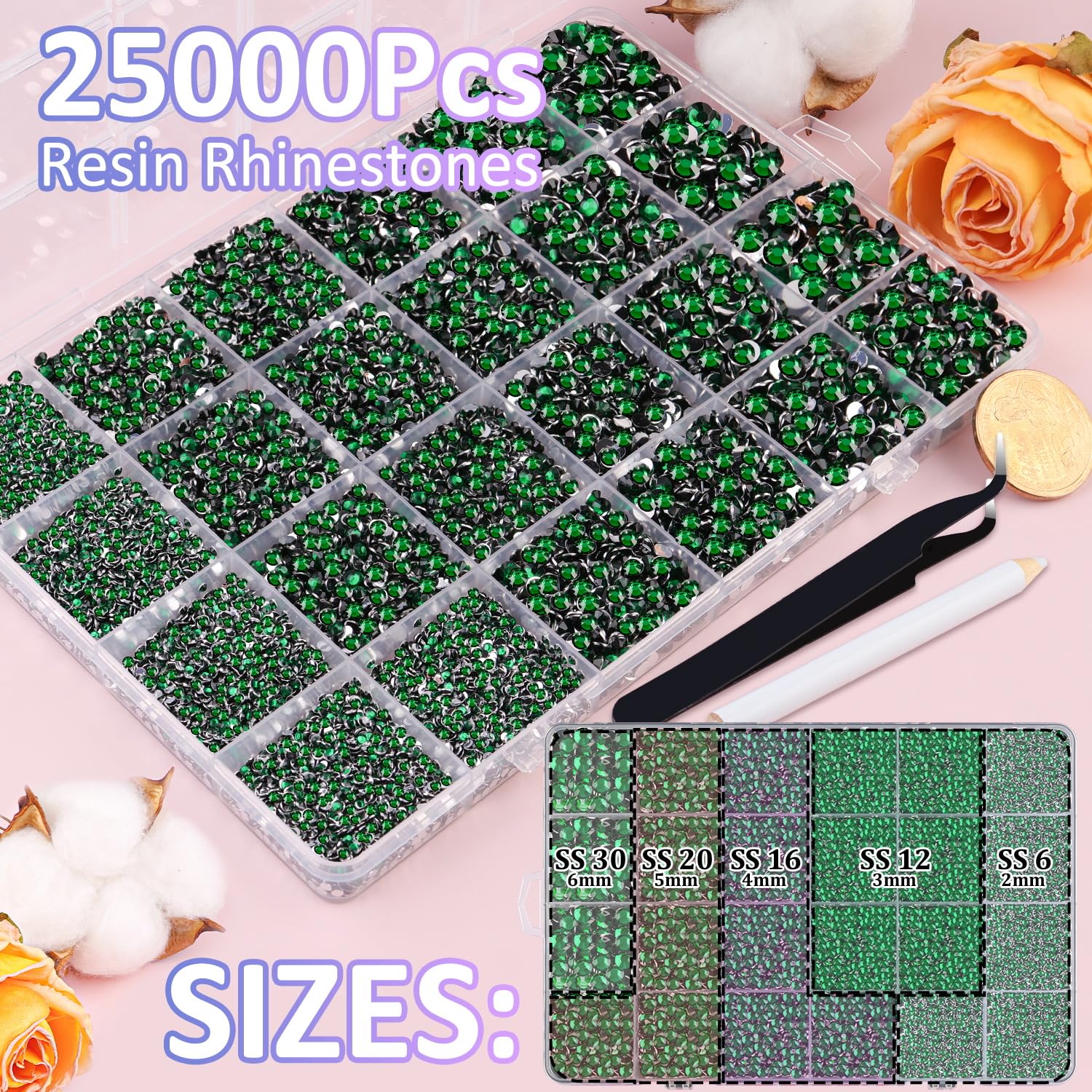 TINKRSTUFF closeup of sorted grids displaying mixed 2–6mm sizes for quick access