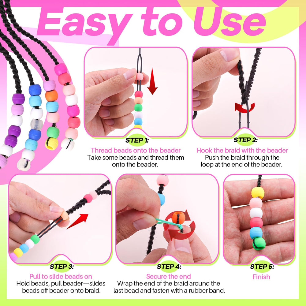 TINKRSTUFF beads in braid demonstrating secure, quick styling
