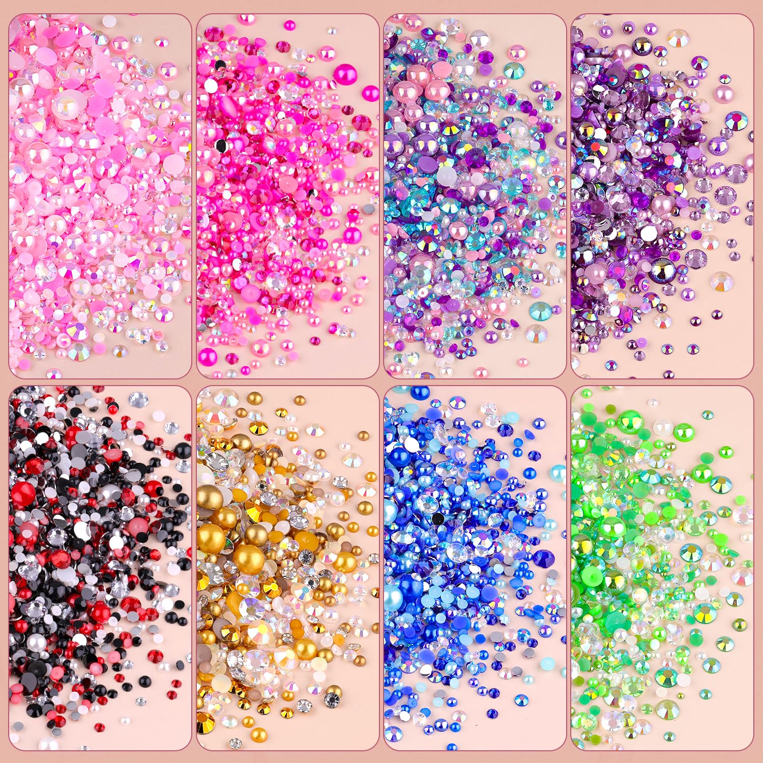 TINKRSTUFF pearls and rhinestones applied on nails demonstrating neat decorative result