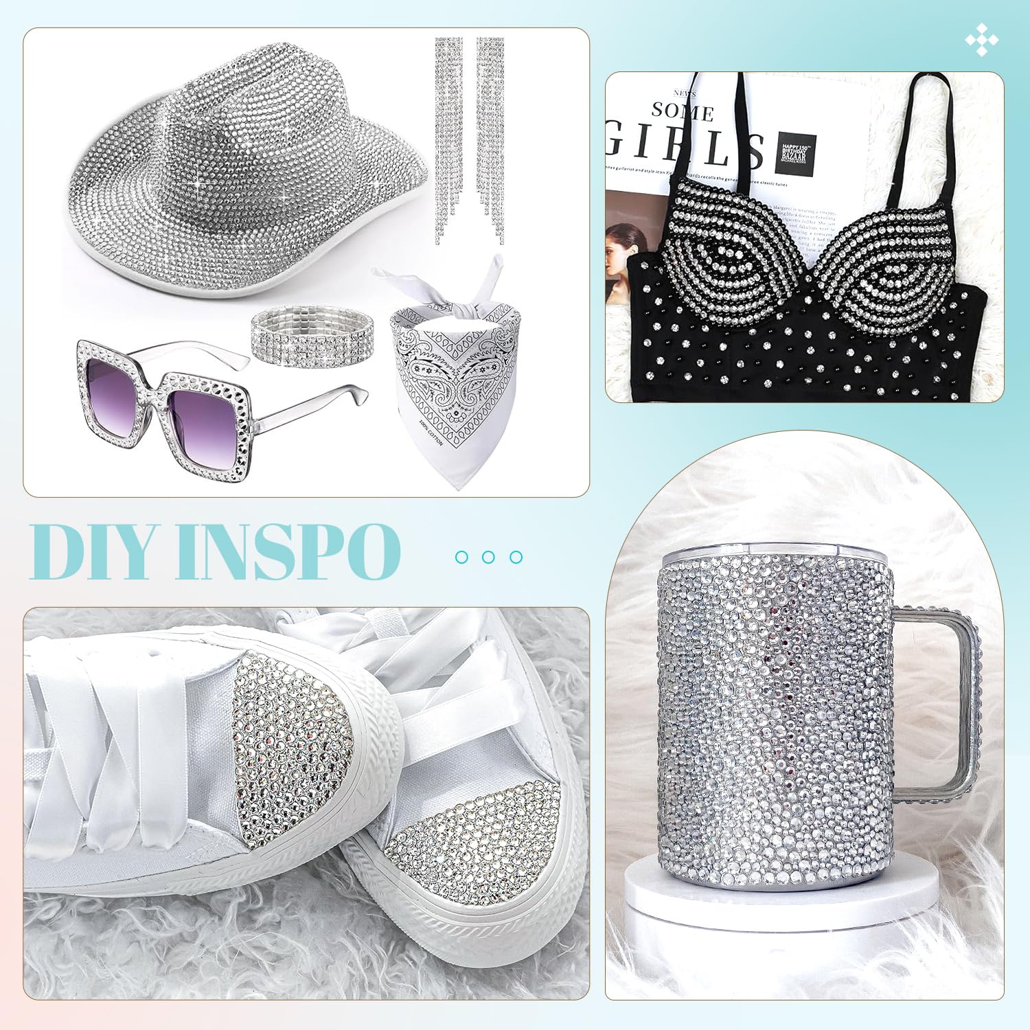 TINKRSTUFF rhinestones applied on nails demonstrating fine detail and shine