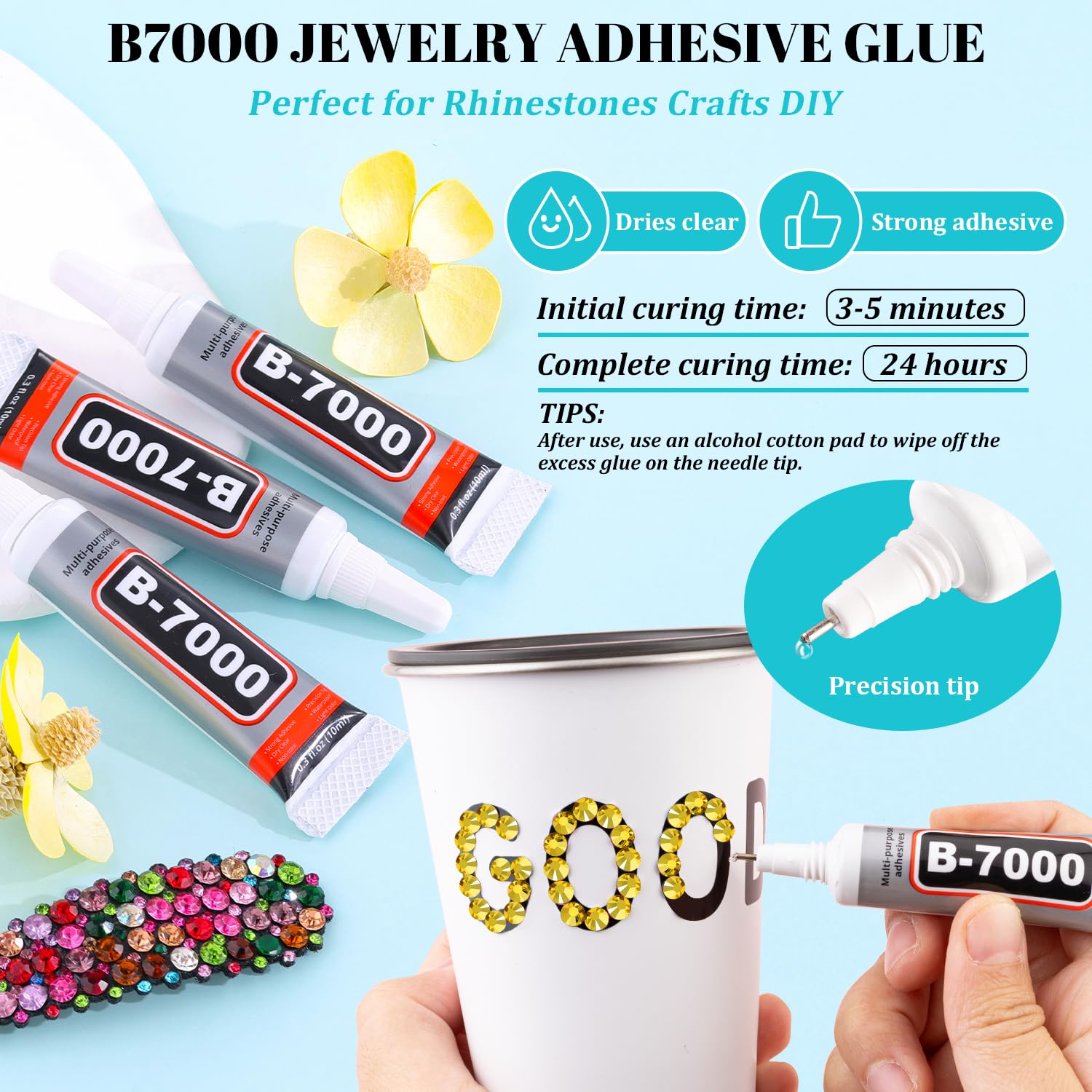 TINKRSTUFF gems adhered to a tumbler illustrating durable shine and decorative impact