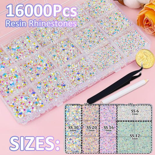 TINKRSTUFF open compartments with sorted rhinestones, helpful for quick size selection