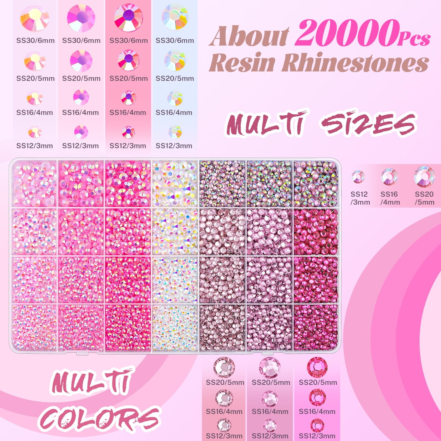 TINKRSTUFF open grid box with sorted rhinestones for easy organization benefit