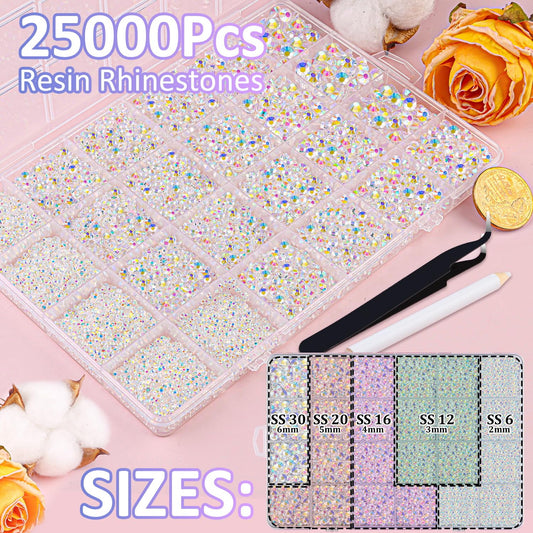 TINKRSTUFF open compartment close-up highlighting mixed-size rhinestones for fast selection