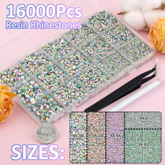 TINKRSTUFF close-up of AB resin rhinestones showing iridescent sparkle for vivid shine
