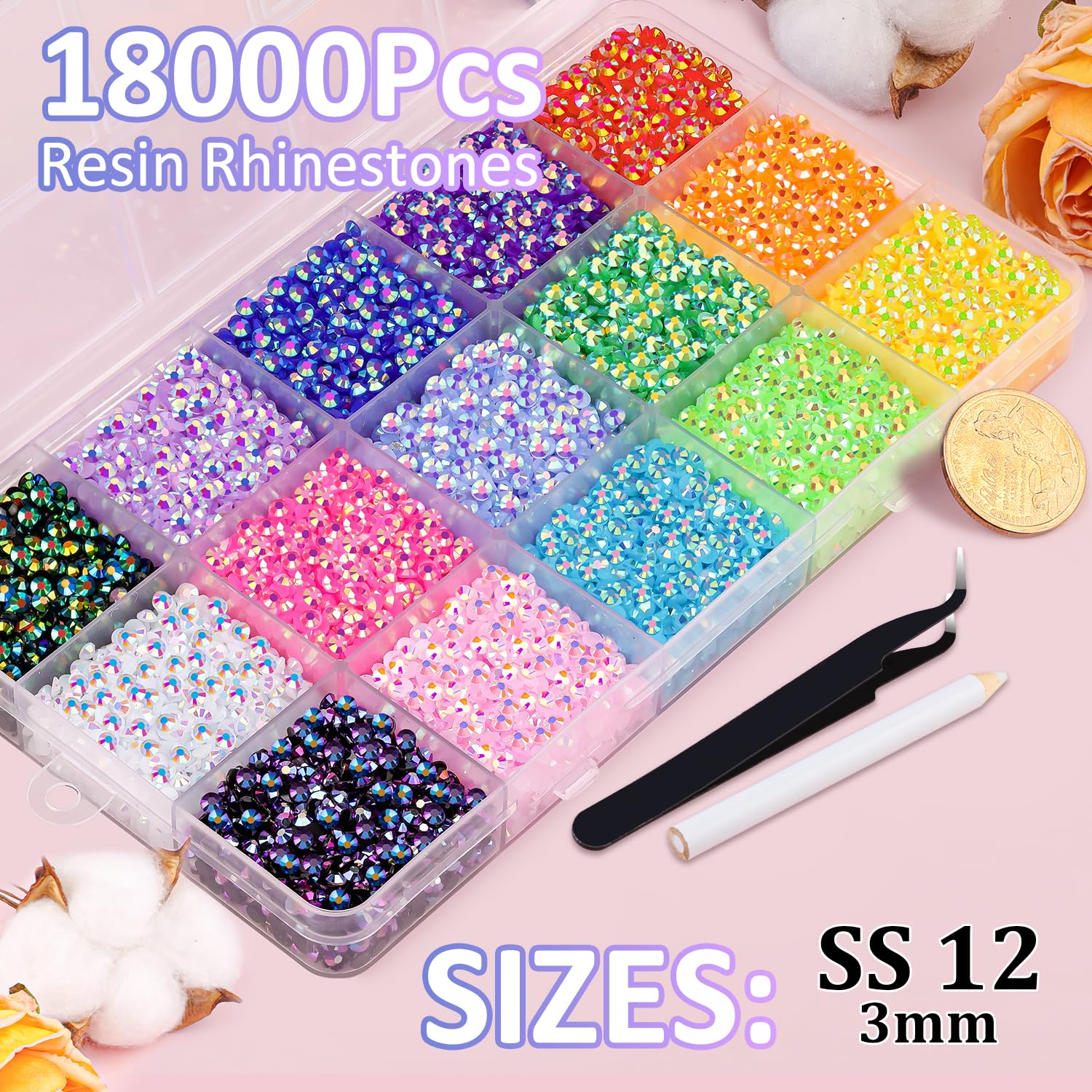 TINKRSTUFF open storage grid with mixed-color 3mm gems ready for quick selection and crafting