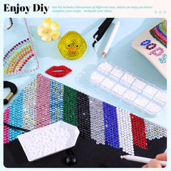 TINKRSTUFF tweezers and pickup pen placed beside gems for precise craft placement