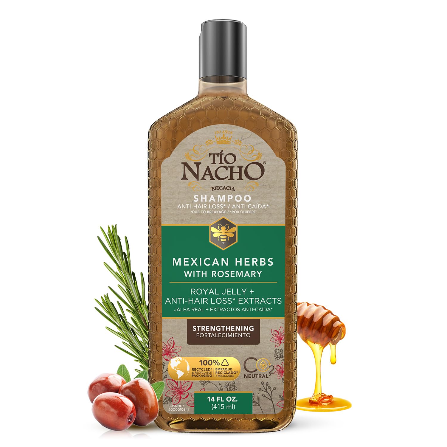 Tio Nacho front bottle showing product branding and honey scent benefits
