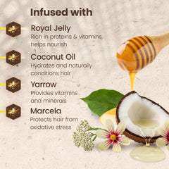 Tio Nacho label highlighting organic coconut oil and royal jelly ingredients