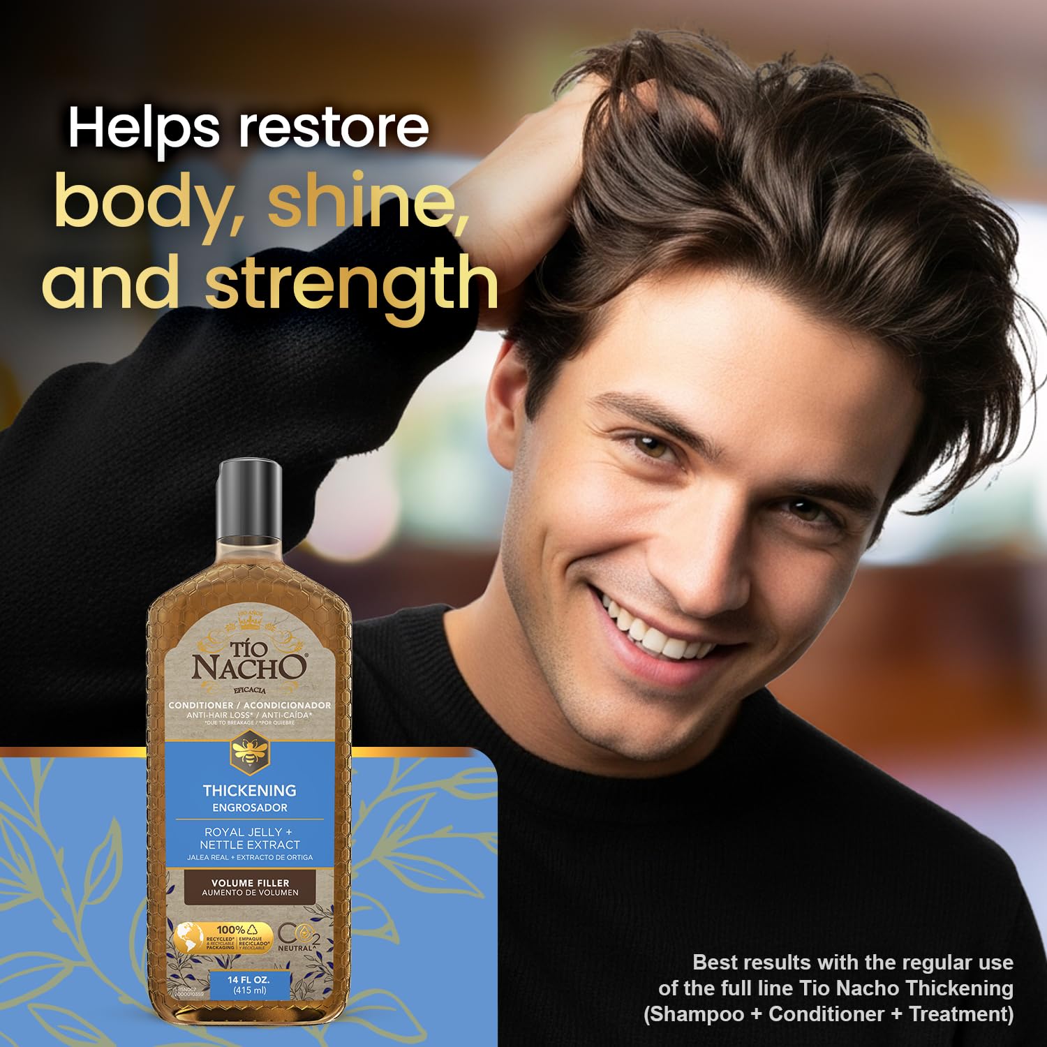 Tio Nacho royal jelly ingredient close-up emphasizing natural nourishment for hair strength