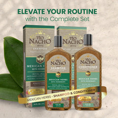 Tío Nacho shampoo and conditioner duo staged to suggest a complete routine