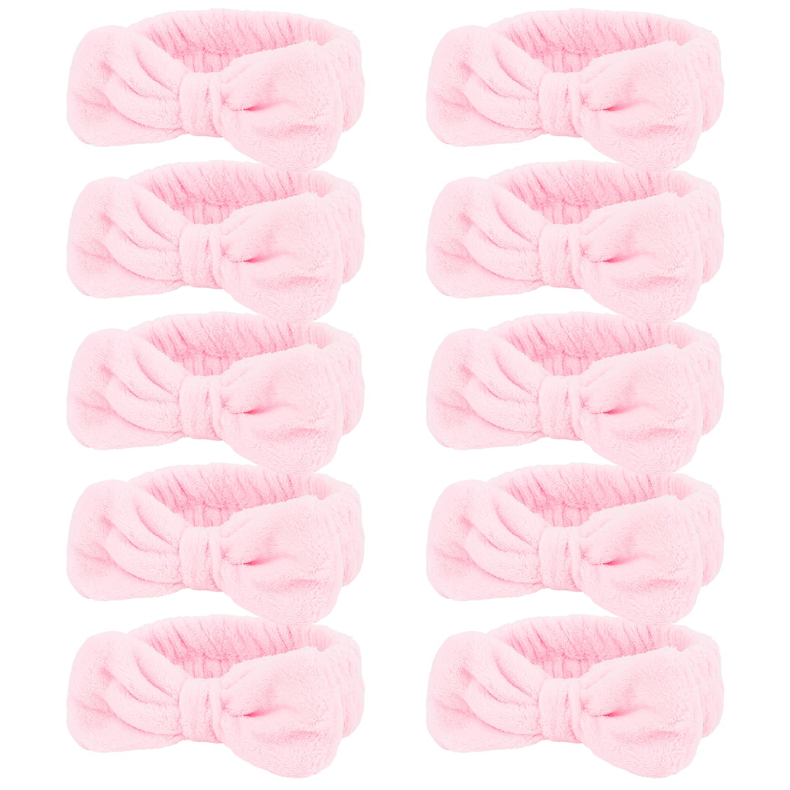 TIOSRU front pack of ten pink headbands shows value and coordinated look