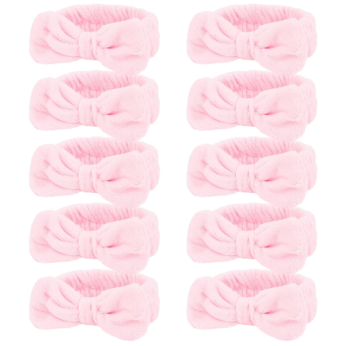 TIOSRU front pack of ten pink headbands shows value and coordinated look