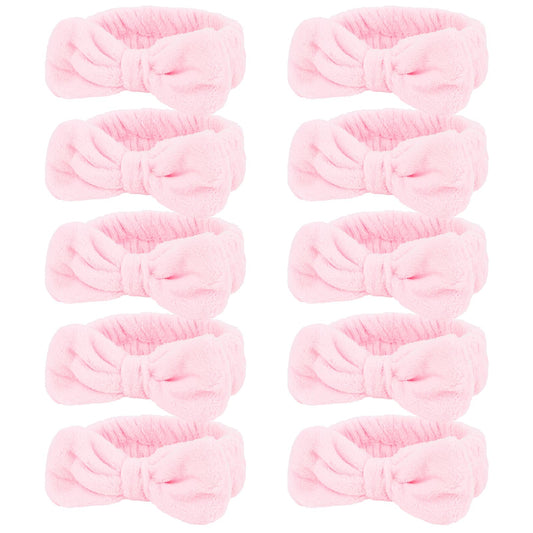 TIOSRU front pack of ten pink headbands shows value and coordinated look