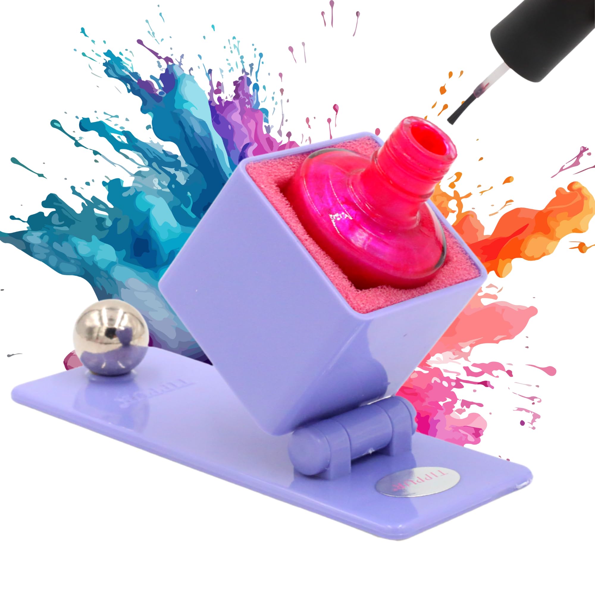 TIPPUR front view purple holder stabilizes bottles for spill-free manicures