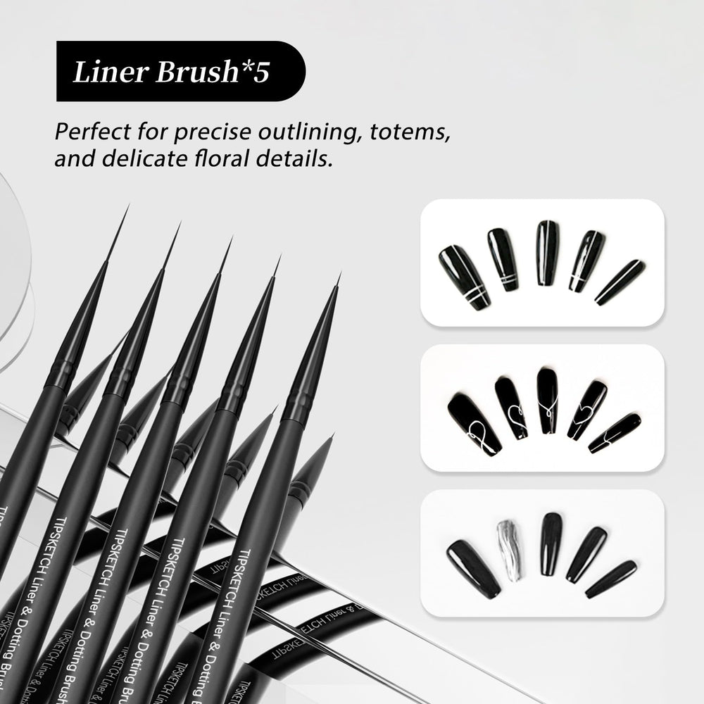 Tipsketch protective caps on brush ends preserving shape and cleanliness