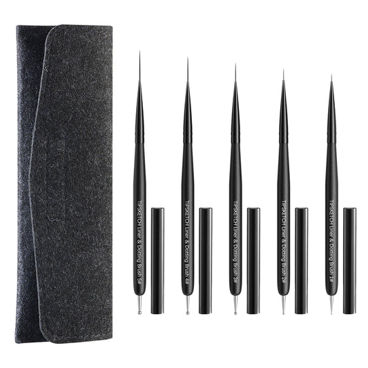 Tipsketch front packaging showing full 5‑piece brush set and bag for easy storage