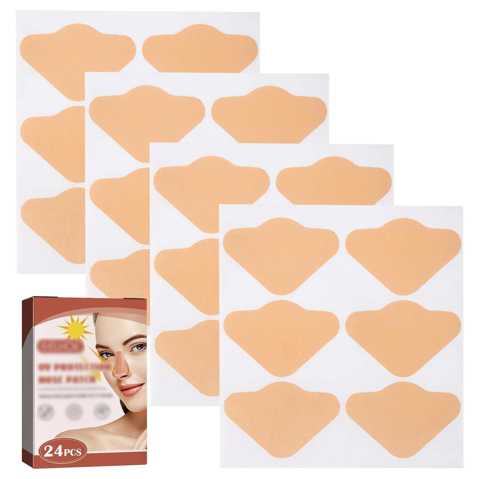 Tipuuz front packaging showing 24 beige nose sun patches for easy protection