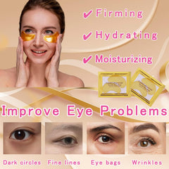 TIRDET close-up of 24K gold gel eye patch highlighting luxe hydration