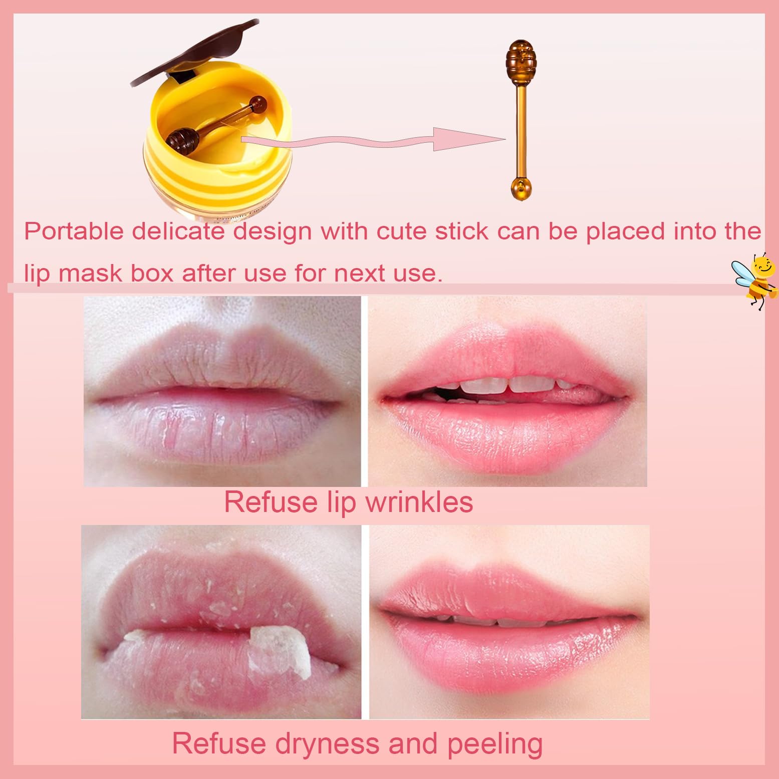 TIRDET open pot before and after lips showing visible smoothing and hydration benefit