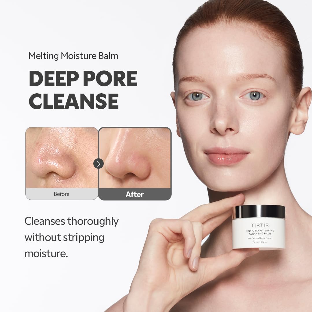 TIRTIR balm melting on fingertips, shows fast makeup-dissolving benefit