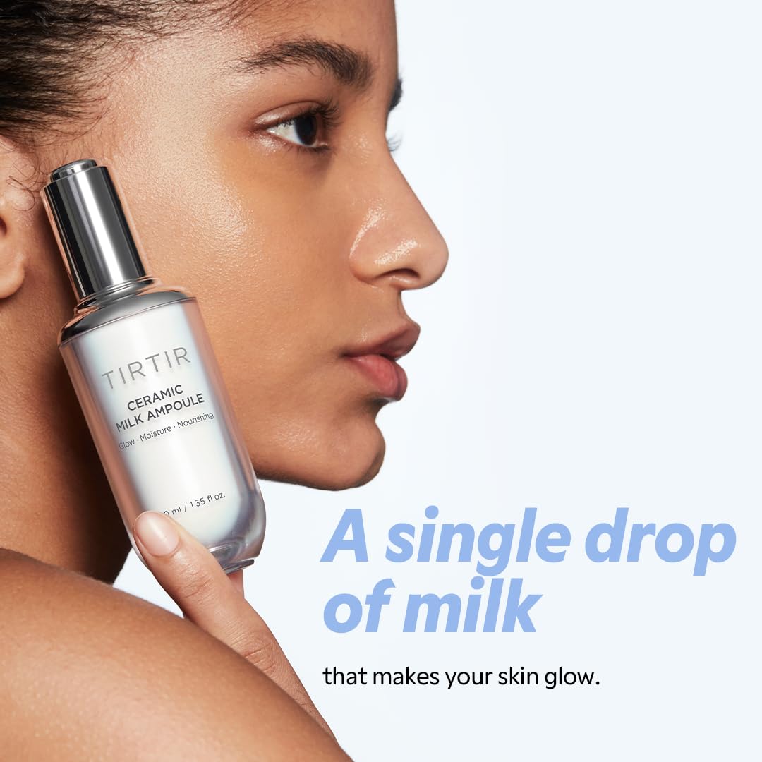 TIRTIR dropper dispensing milky serum demonstrating precise control and ease