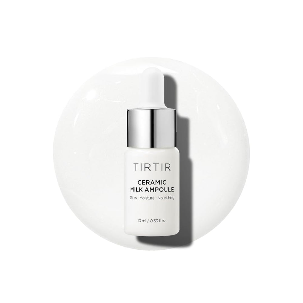 TIRTIR front bottle view showing compact ampoule and glossy finish benefit