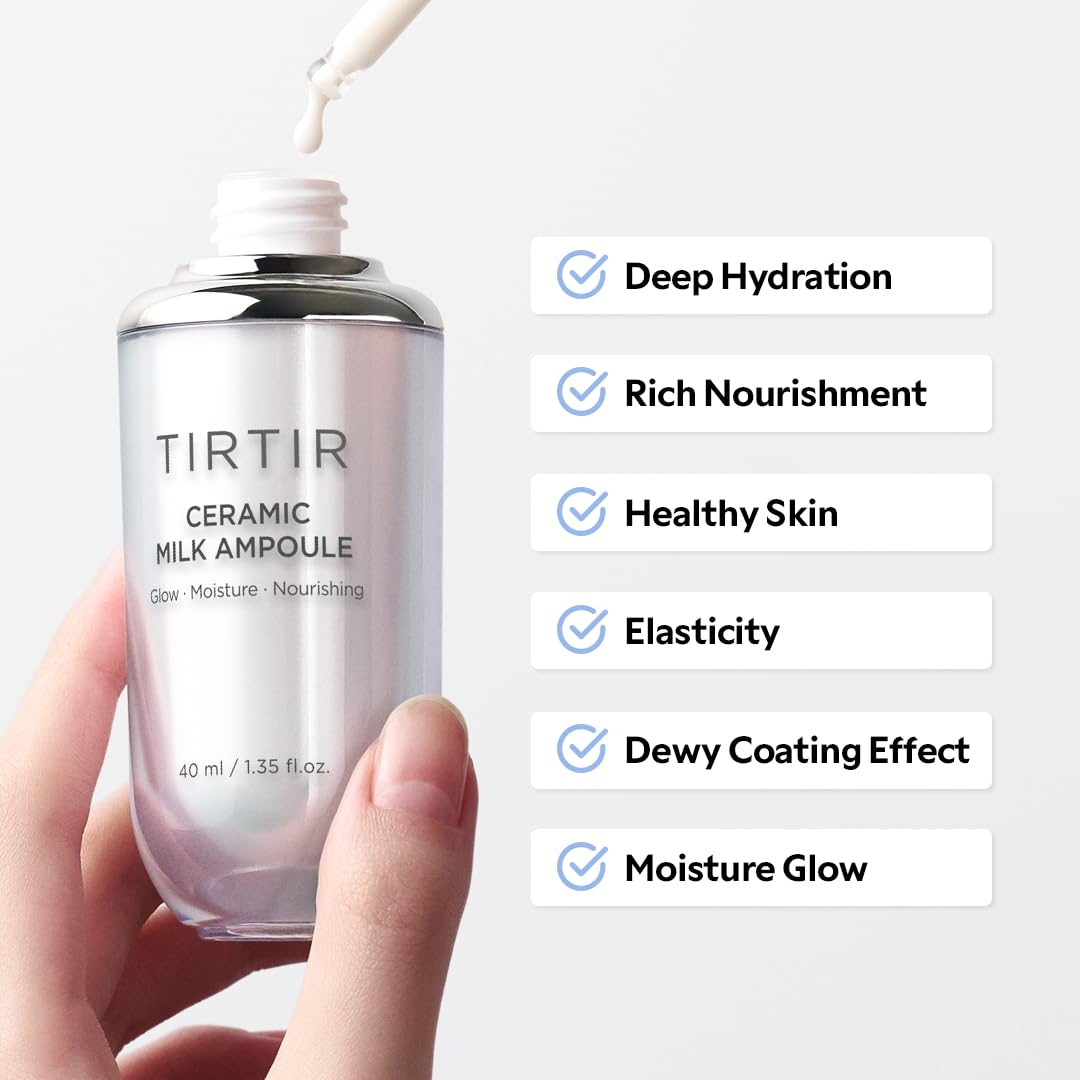 TIRTIR ampoule held in hand illustrating travel-friendly size and portability