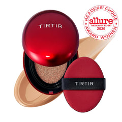 TIRTIR compact open top view displaying cushion pad and applicator for quick touch-ups