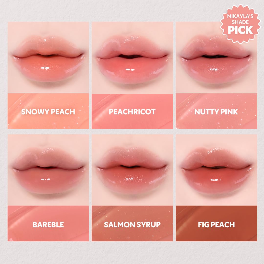 TIRTIR lip application closeup demonstrating dewy, non-sticky glossy finish