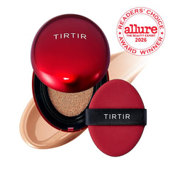 TIRTIR cushion open with puff displaying applicator and compact layout