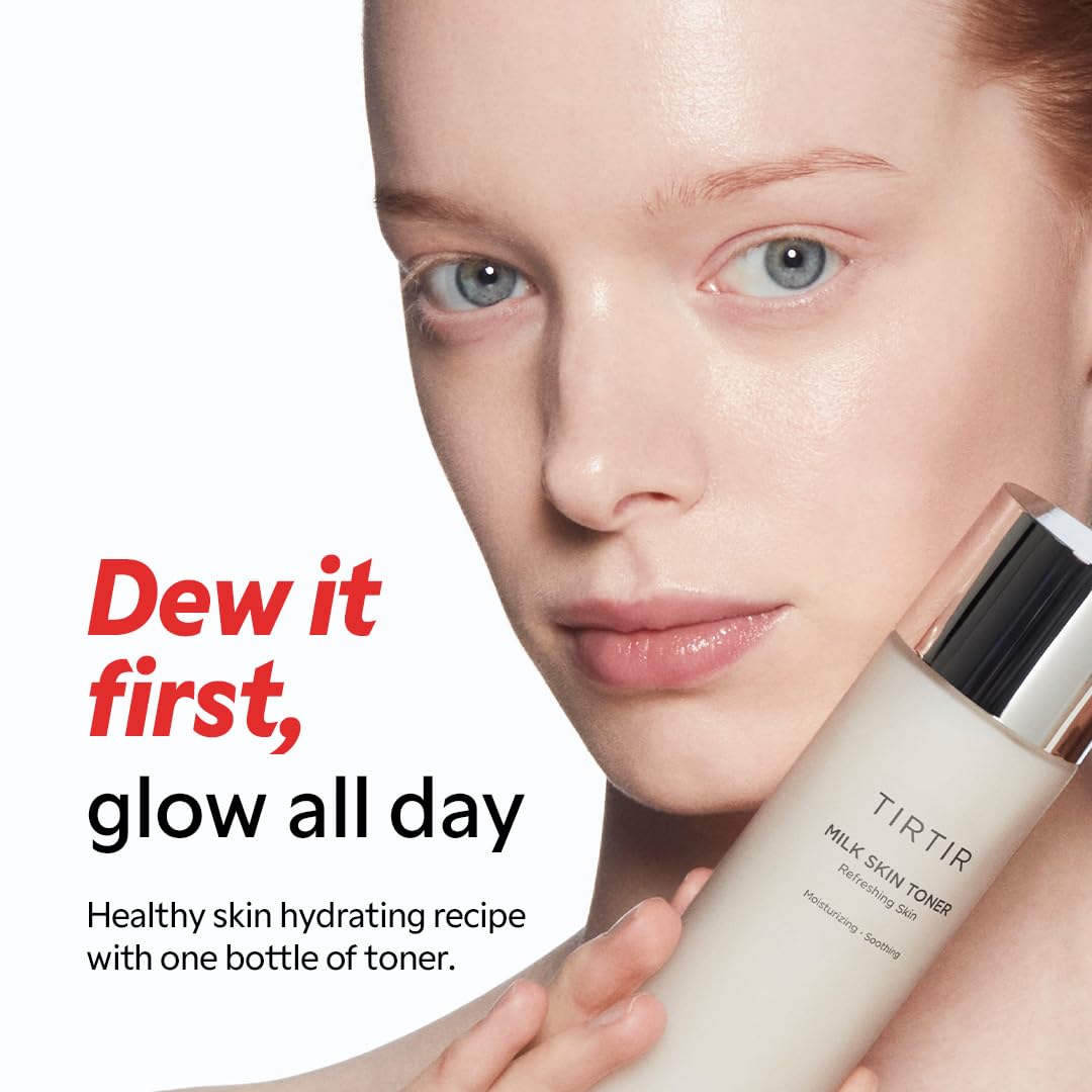 TIRTIR texture pouring from bottle showing lightweight milky hydration