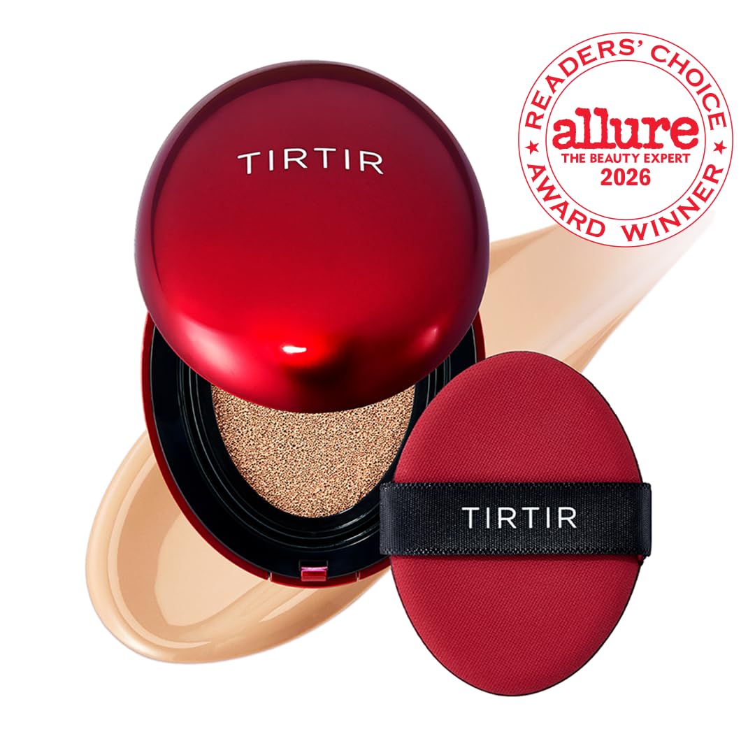 TIRTIR mini cushion open with puff showing application tool and precise coverage