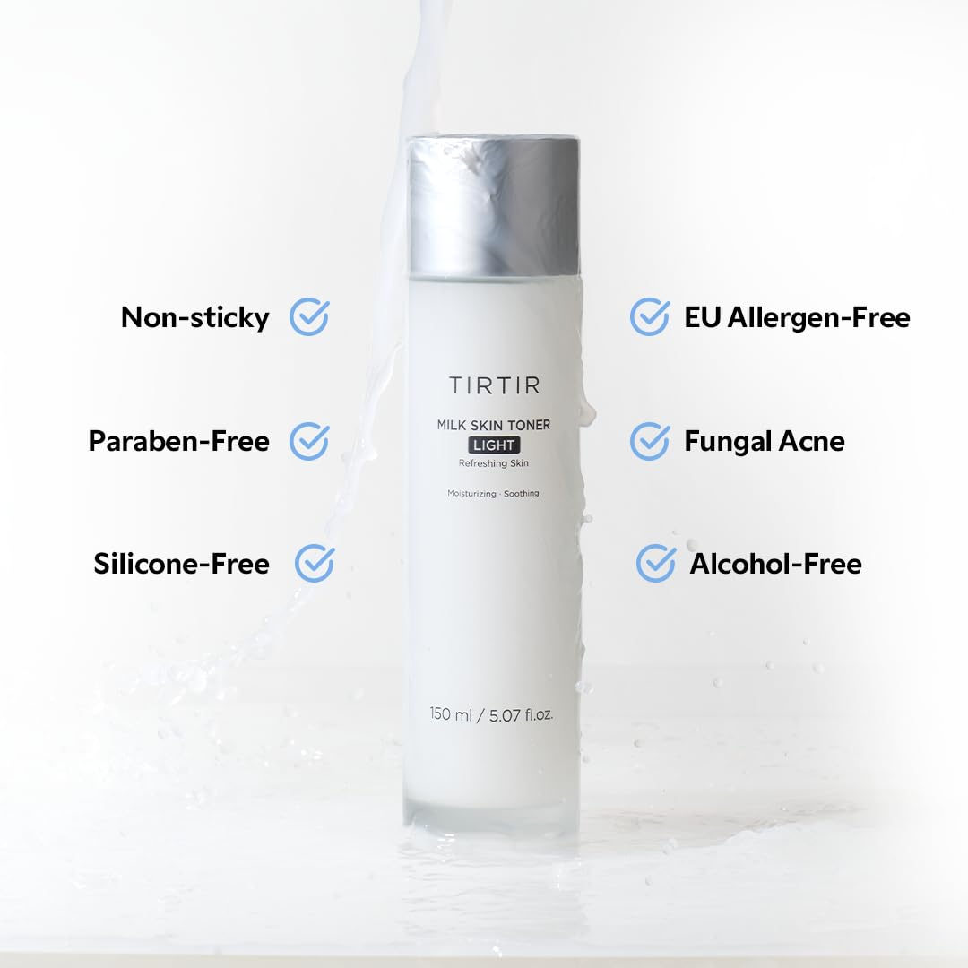 TIRTIR toner shown with moisturizer to demonstrate size and layering benefit