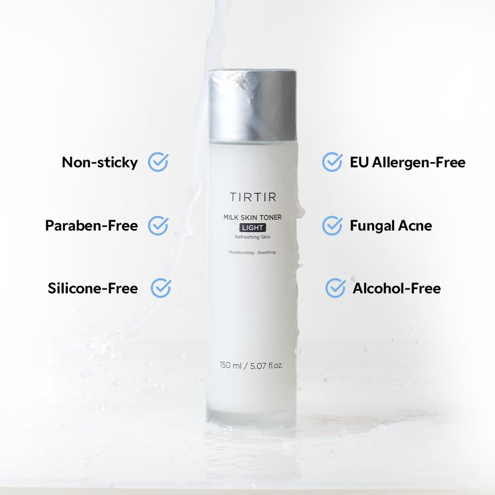 TIRTIR toner shown with moisturizer to demonstrate size and layering benefit