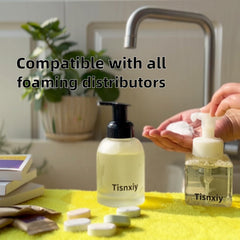 Tisnxiy tablet pictured next to hand showing compact refill savings