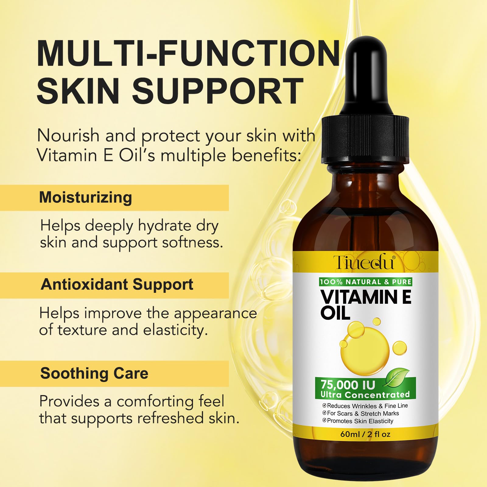 Tiuedu oil texture close-up highlighting lightweight absorption for hydrated skin