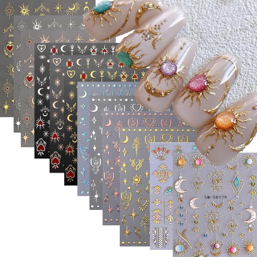 Tiwnefua front packaging showing 12-sheet bohemian nail sticker set and benefits