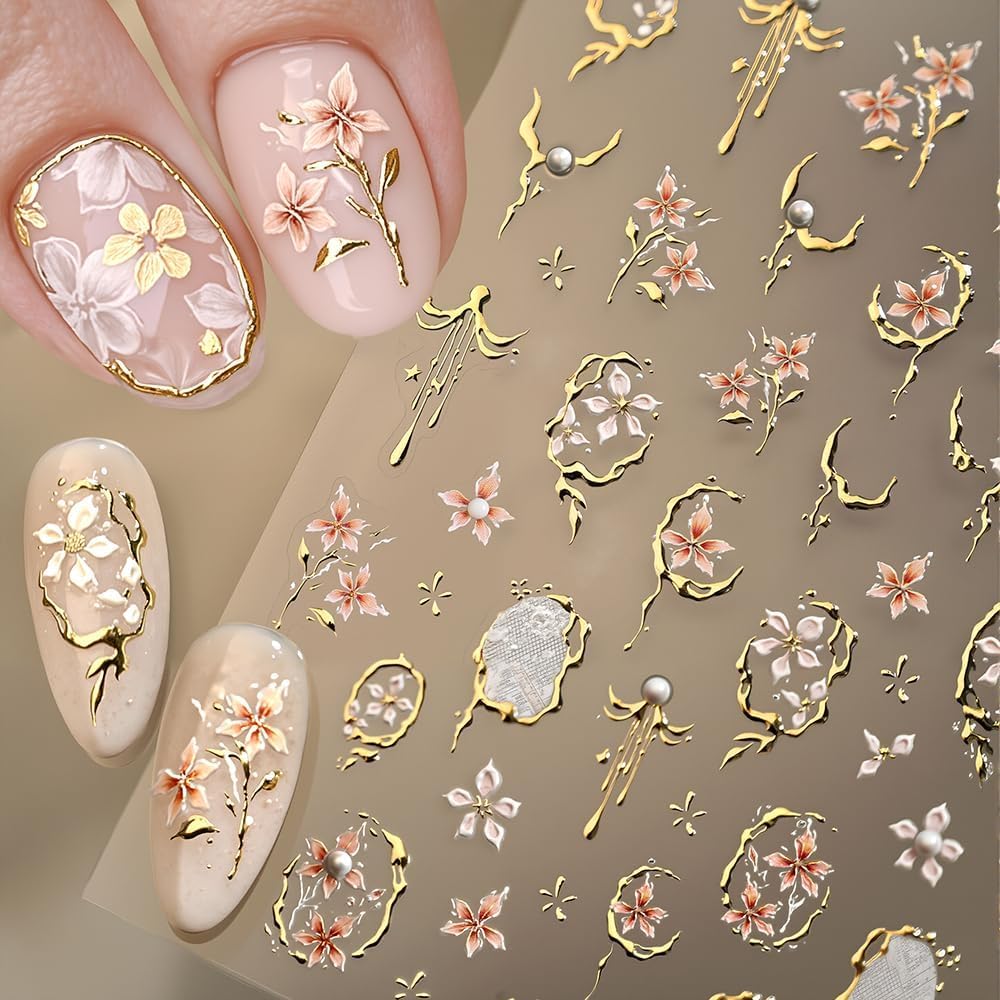 Tiwnefua front sheet of gold floral stickers showing design variety and convenience