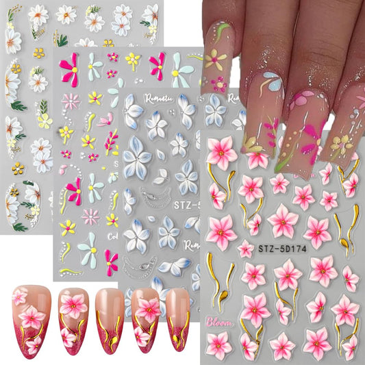 Tiwnefua front view of four sticker sheets showing colorful floral variety and convenience