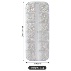 Tiwnefua rhinestones applied on acrylic nail tip demonstrating glam effect