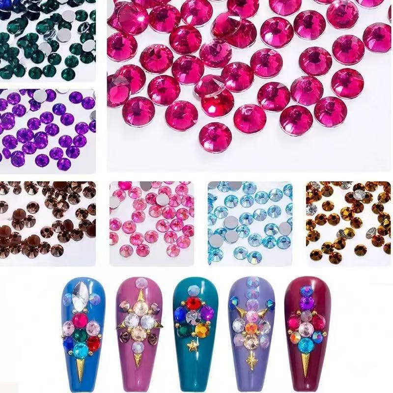 Tiwnefua size comparison with fingertip demonstrates rhinestone scale and suitability for nail tips