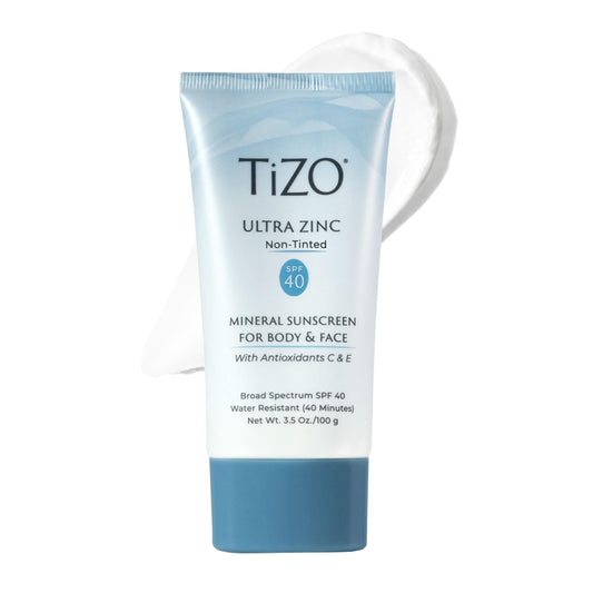 TIZO front-facing tube showing product and SPF 40 protection
