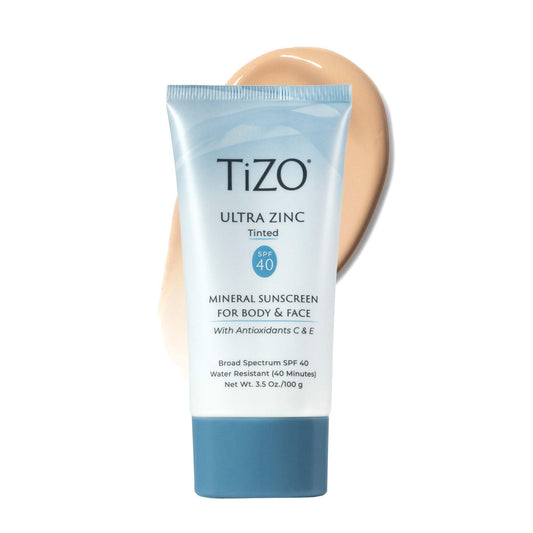 TIZO front packaging showing tinted SPF 40 and benefits